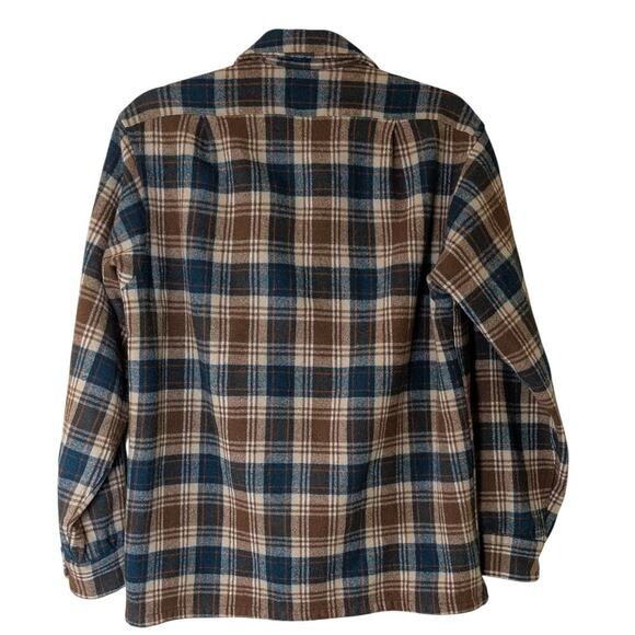 Vintage Pendleton Board Shirt Men's M Blue Label Plaid Loop Collar Made In USA - Picture 2 of 7